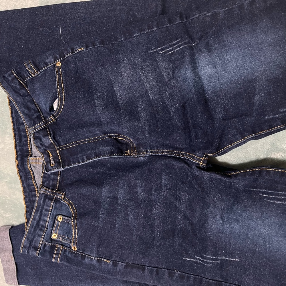 SHEIN Dark Blue Straight Leg Jeans